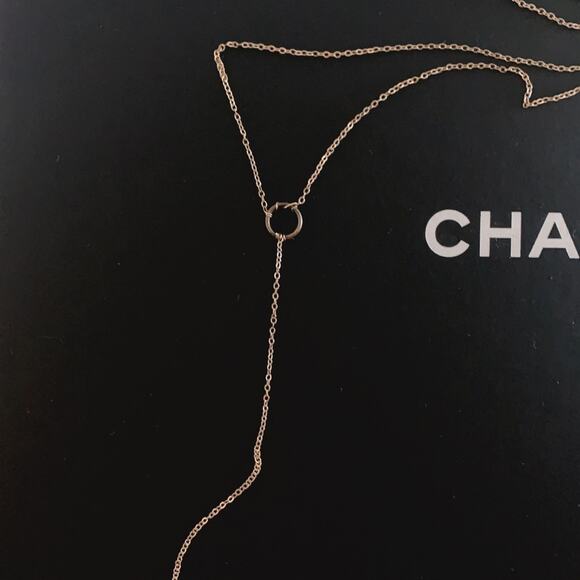 Dogeared Women's Karma Small Ring Y-Shaped Necklace, 28" - Picture 2 of 3